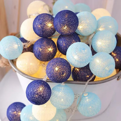Enchant Your Space with 20LED Cotton Balls String Lights - Perfect for Christmas, Weddings, and Outdoor Decor!