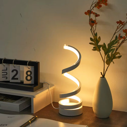 Stylish and Energy-Efficient Spiral USB Desk Lamp with Three Stunning Lighting Options for Your Home or Office