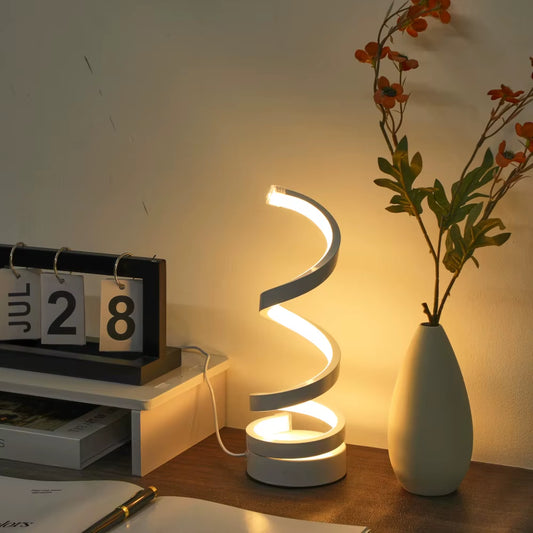 Stylish and Energy-Efficient Spiral USB Desk Lamp with Three Stunning Lighting Options for Your Home or Office