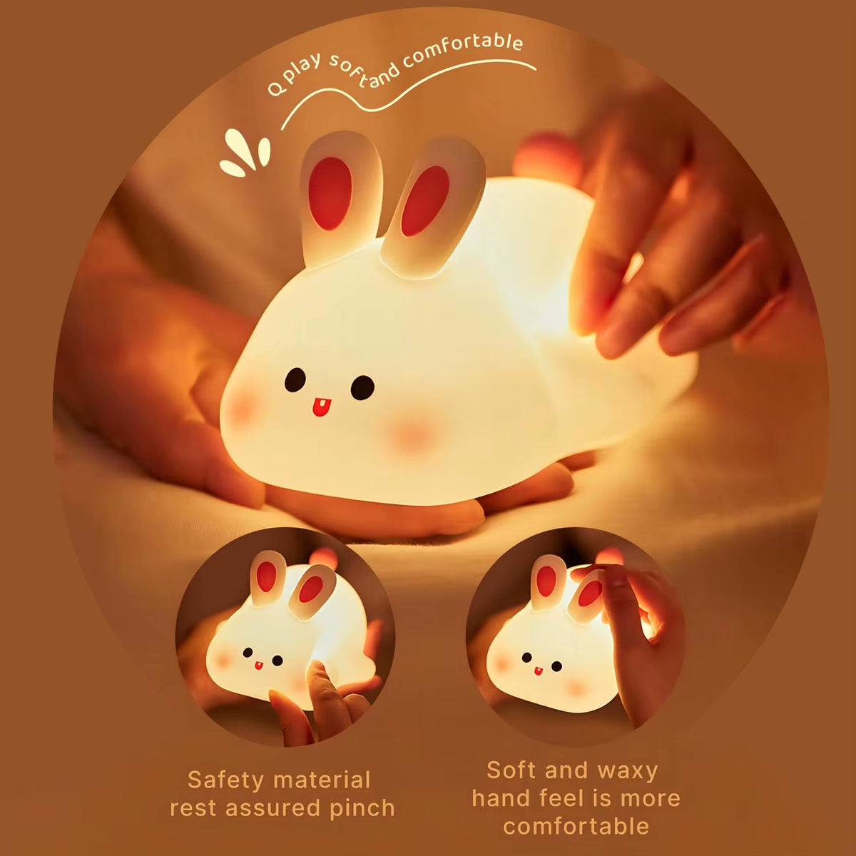 Adorable LED Night Light - Rechargeable Silicone Panda, Sheep, and Rabbit Designs Perfect for Kids' Rooms and Gifts
