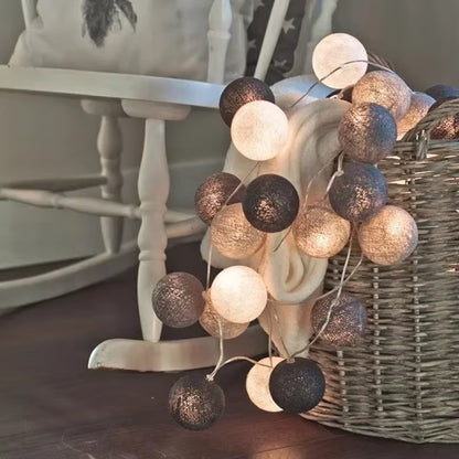 Enchant Your Space with 20LED Cotton Balls String Lights - Perfect for Christmas, Weddings, and Outdoor Decor!