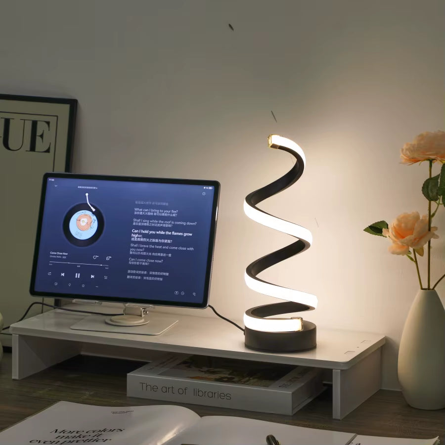 Stylish and Energy-Efficient Spiral USB Desk Lamp with Three Stunning Lighting Options for Your Home or Office