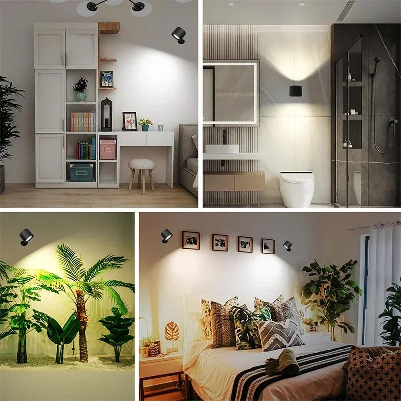 Versatile LED Double-Head Wall Lamp with Touch Control, Remote & 360° Rotatable Design - Perfect for Bedroom Reading and Ambient Lighting