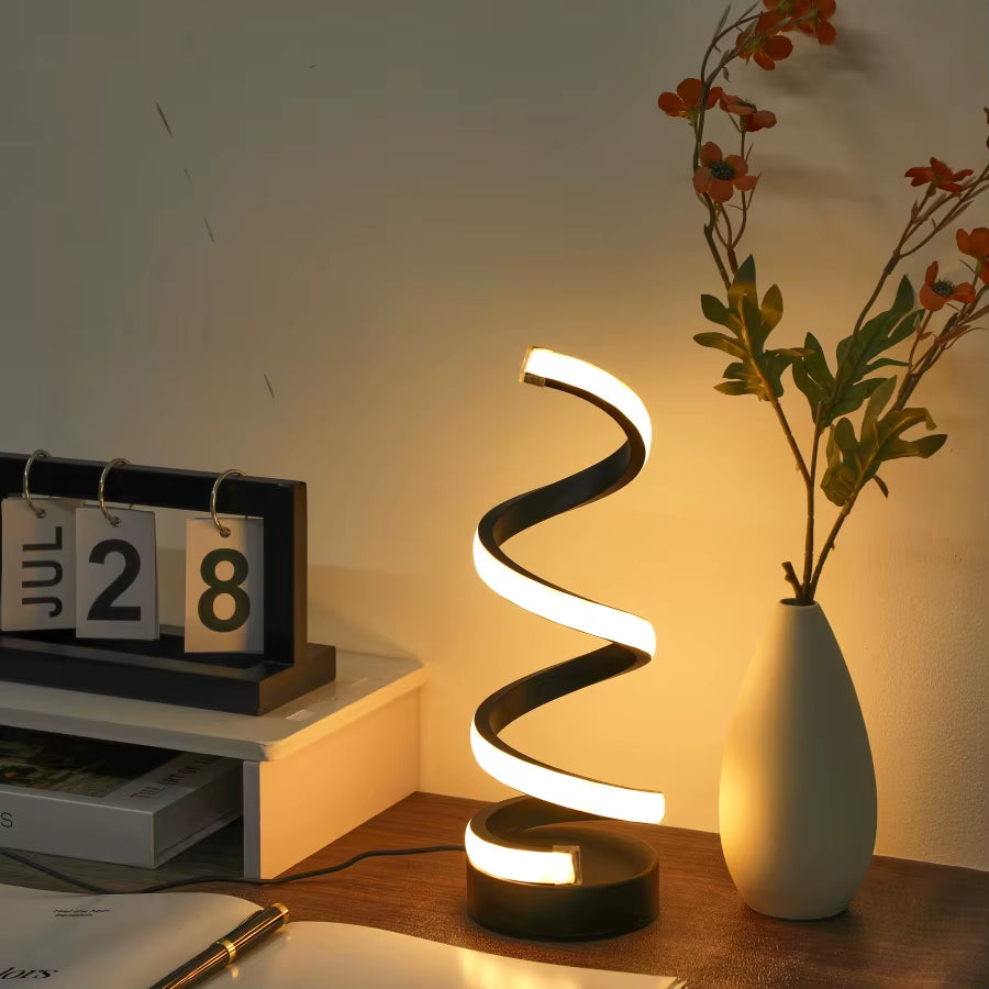 Stylish and Energy-Efficient Spiral USB Desk Lamp with Three Stunning Lighting Options for Your Home or Office