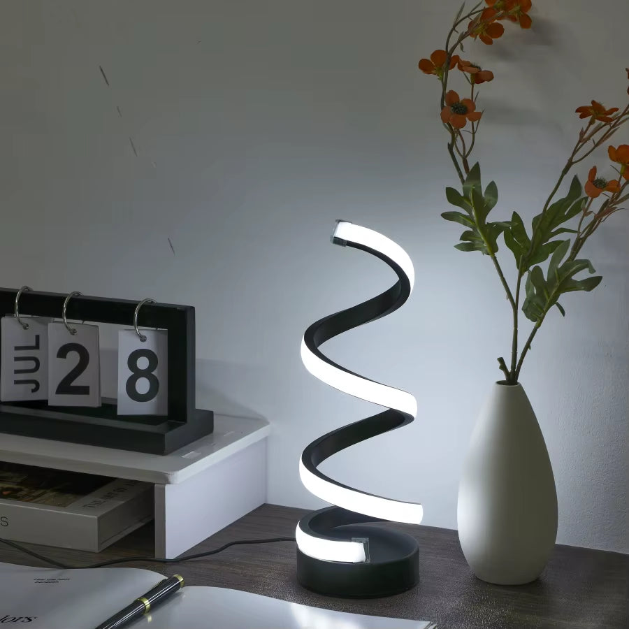 Stylish and Energy-Efficient Spiral USB Desk Lamp with Three Stunning Lighting Options for Your Home or Office