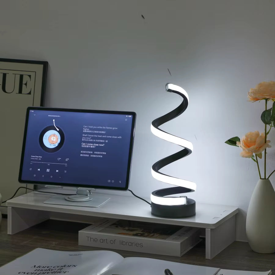 Stylish and Energy-Efficient Spiral USB Desk Lamp with Three Stunning Lighting Options for Your Home or Office