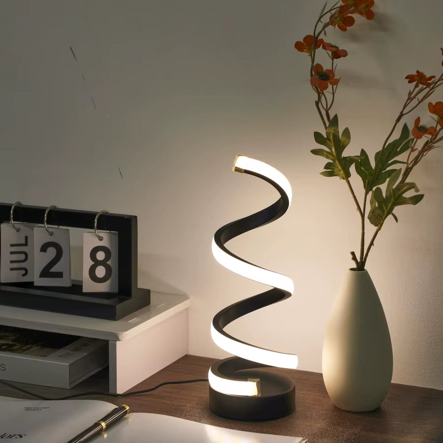Stylish and Energy-Efficient Spiral USB Desk Lamp with Three Stunning Lighting Options for Your Home or Office