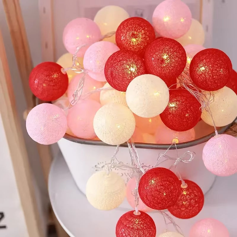 Enchant Your Space with 20LED Cotton Balls String Lights - Perfect for Christmas, Weddings, and Outdoor Decor!