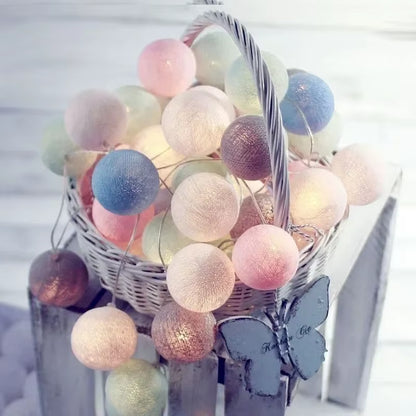 Enchant Your Space with 20LED Cotton Balls String Lights - Perfect for Christmas, Weddings, and Outdoor Decor!