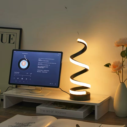 Stylish and Energy-Efficient Spiral USB Desk Lamp with Three Stunning Lighting Options for Your Home or Office
