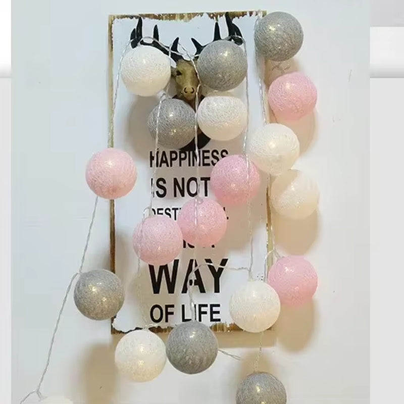 Enchant Your Space with 20LED Cotton Balls String Lights - Perfect for Christmas, Weddings, and Outdoor Decor!