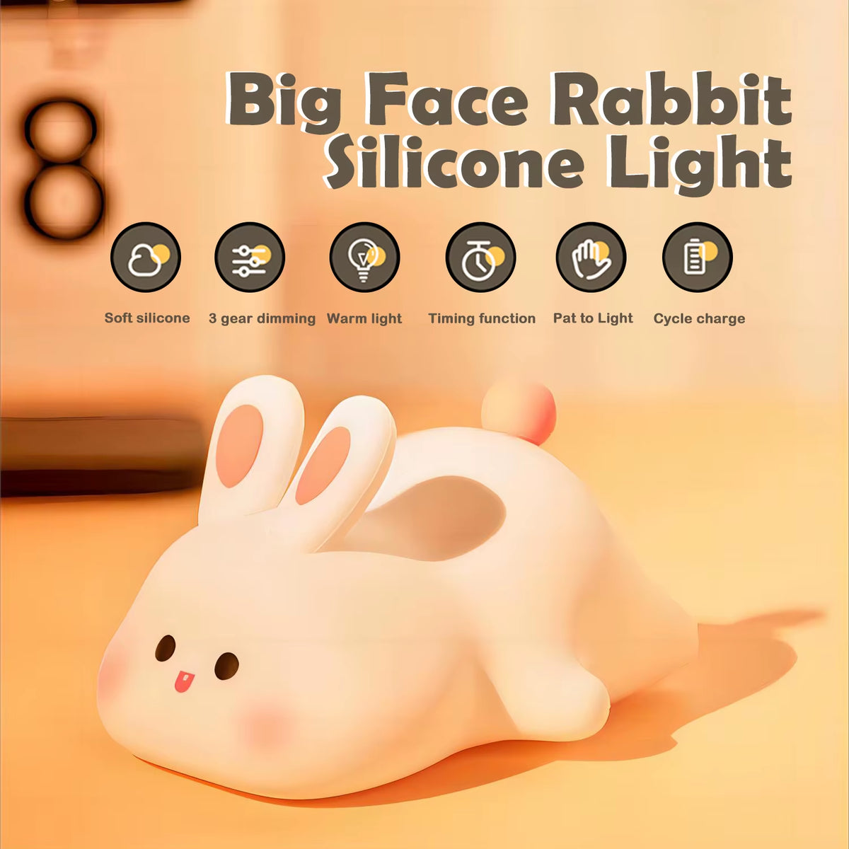 Adorable LED Night Light - Rechargeable Silicone Panda, Sheep, and Rabbit Designs Perfect for Kids' Rooms and Gifts